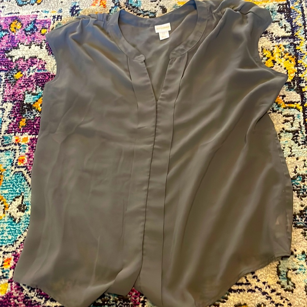Motherhood maternity sheer gray blouse - large